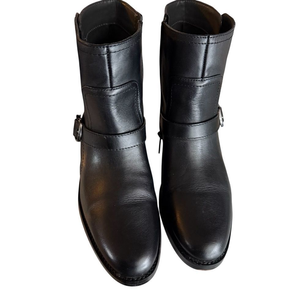 Franco Sarto Women's Prina Block Heel Moto Ankle Boots Black Leather Size 8 - Picture 5 of 12